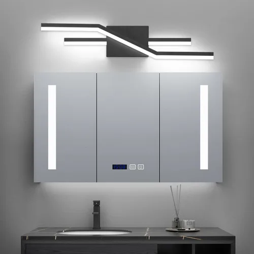 Vista 9 de SOLFART Luces de baño con acabado mate en negro, regulables, LED, para tocador, sobre espejo, 24 pulgadas, modernas, luces de pared
