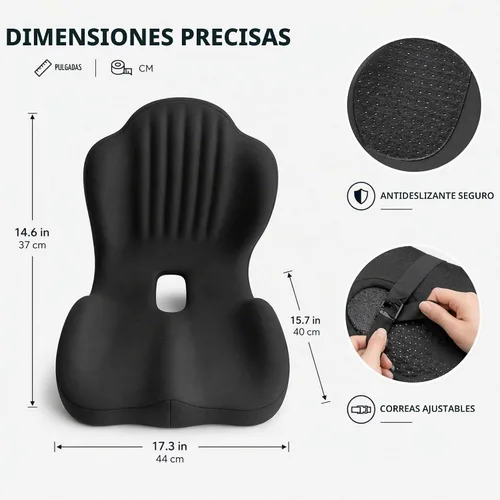 Vista 2 de Cojín de asiento ergonómico con soporte lumbar, espuma Gris oscuro + gris claro