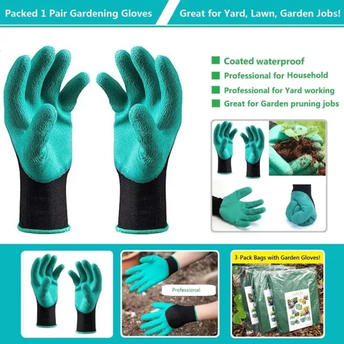 Vista 9 de Paquete de 2 bolsas profesionales de jardín de 137 galones, grandes (D34, H34 pulgadas) con guantes de jardinería, bolsa de hojas grandes, residuos