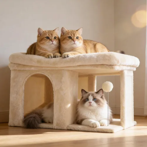 Vista 2 de Heybly Árbol para gatos, torre para gatos de 14 pulgadas con cama de percha grande y condominio para gatos de interior para adultos grandes, casa