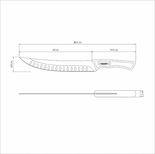 Vista 5 de Tramontina Churrasco - Cuchillo de acero inoxidable de hoja negra de 9.843 in, el mejor diseño para uso en exteriores, cuchillo Gyu, hoja de acero