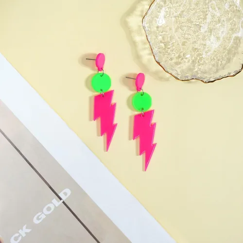 Vista 5 de Aretes de neón con cinta de casete retro de los años 80 y 90 para mujer, juego de aretes de radio acrílicos para accesorios de los años 80 y 90