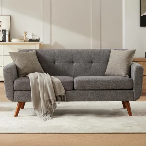 Vista 14 de Tbfit Sofá en Forma de L, Sofás Seccionales Modernos de Mediados de Siglo de 80" de Ancho, Sofás de 3 Plazas con Chaise Lounge Amplio, Sofá Beige