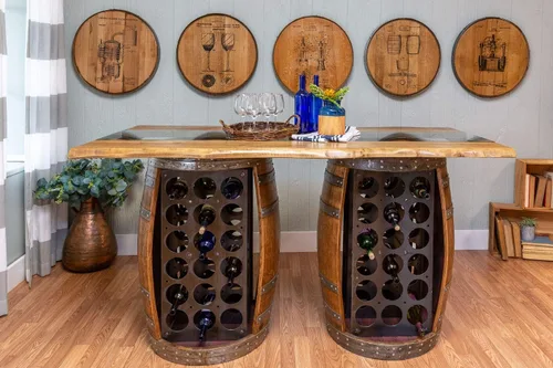Vista 5 de Letreros rústicos de madera real, barril de whisky, decoración de cocina, calavera de vaca, atrapasueños, boho, salón, cafetería, vino, decoración