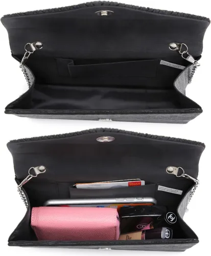 Vista 7 de Dasein Bolso de mano con satén satinado para mujer, tipo embrague, para noche, bandolera, bolsos, fiesta, graduación, boda, sobre