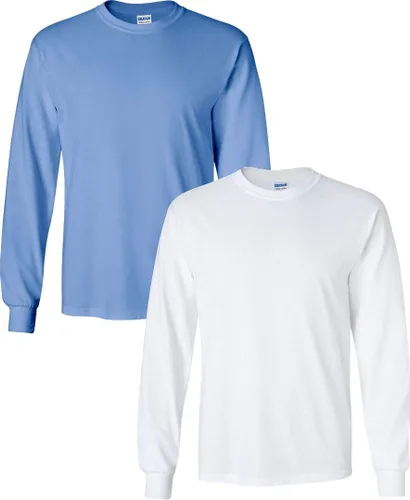 Vista 5 de Gildan - Camiseta de algodón y de manga larga para hombre, modelo G2400 (1) verde irlandés + (1) negro