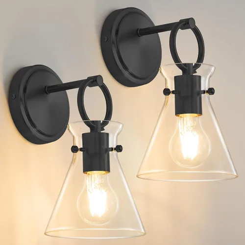 Vista 11 de Aplique de Pared Dorado de 1 Luz Cableado Montaje en Pared Estilo Moderno Rústico Accesorios de Luz de Tocador con Pantalla de Vidrio Transparente