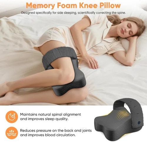 Vista 4 de Knee Pillow for Side Sleepers, 11 Inch Memory Foam Leg Pillow for Sciatica, Hip, Back & Knee Pain Relief, Orthopedic Sleeping Cushion for Adults