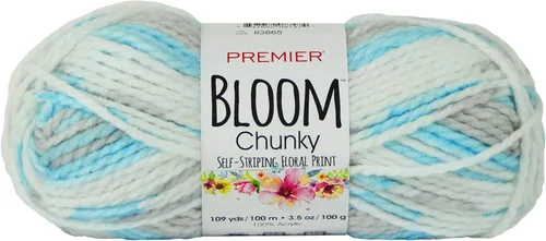 Vista 13 de Premier Yarns Bloom - Hilo grueso, hilo con patrón automático para ganchillo y tejer, Hydrangea, 3.5 oz, 109 yardas