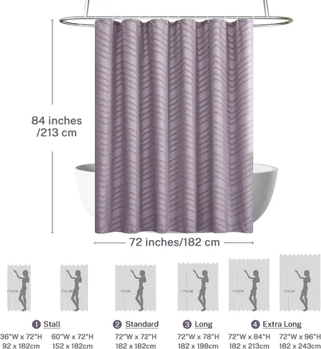 Vista 160 de Cortina de ducha Siiluminisoy de 36x72 beige, cortina de ducha de tela de tamaño pequeño, cortinas de ducha de tela con tufting, diseño chevron a