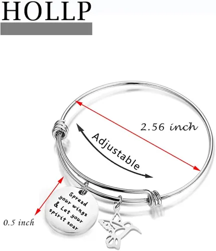 Vista 2 de HOLLP - Pulsera de abalorios para amantes de los pájaros y los pájaros, para extender tus alas y dejar que tu espíritu se despierte