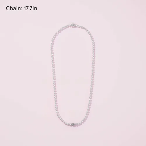 Vista 6 de Pandora Collar de cuentas y pavé Impresionante joyería para mujer Gran regalo para ella Plata de ley y circonita cúbica 17.7 pulgadas, Metal