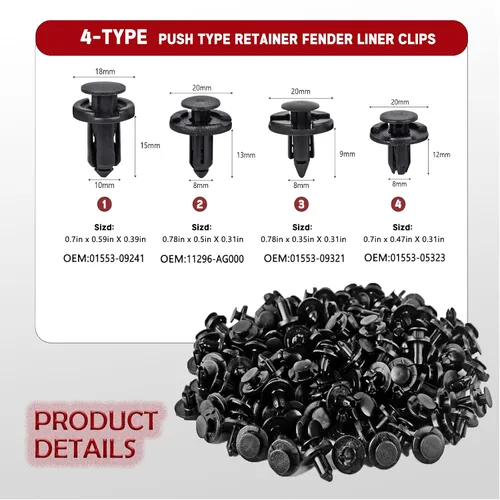 Vista 2 de UNIGT Clips de retención tipo empuje para forro de guardabarros compatibles con Nissan/Infiniti, remplaza 01553-05323, 01553-09321, 01553-09241