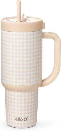 Vista 23 de Ello Oasis Vaso de 24 oz con asa y popote retráctil Taza reutilizable de acero inoxidable aislada 100% a prueba de fugas, regalos