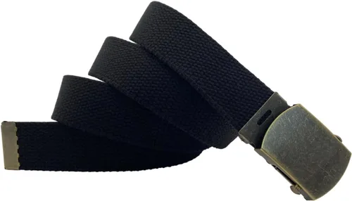 Vista 5 de Cinturón de lona para cinturón, cinturón militar, cinturón de golf, cinturón de uniforme con hebilla de latón antiguo y punta de 50 pulgadas