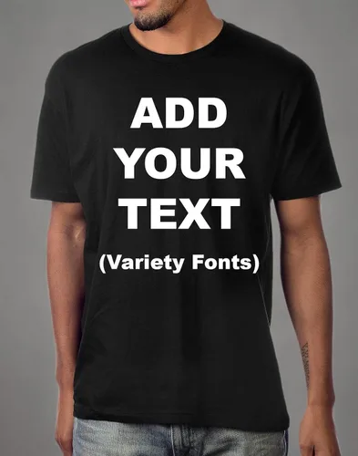 Vista 7 de Camisetas personalizadas ultra suaves para añadir tu propio mensaje de texto para adultosjóvenes, unisex, de algodón, uniforme