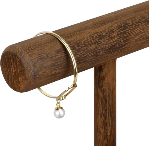 Vista 5 de Ikee Design Torre de exhibición de relojes de pulsera de madera de 2 niveles, soporte de almacenamiento para collar, 7.9 pulgadas de ancho x 4.3