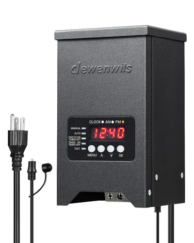 Vista 8 de DEWENWILS Transformador de bajo voltaje de 300W para paisaje, transformadores de bajo voltaje para exteriores con sensor de fotocélula