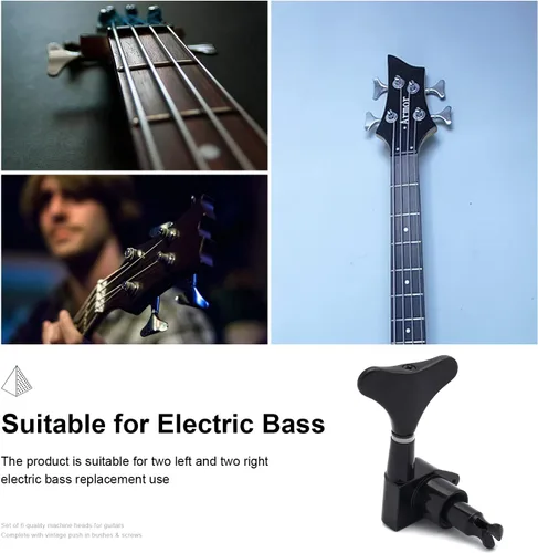 Vista 4 de MAXCHEER Afinadores de Guitarra y Bajo, Clavijas de Afinación de Guitarra Bajo, Clavijero Sellado de Relación, Repuesto de Cabezal de Máquina
