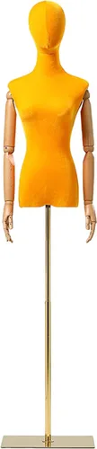 Vista 11 de Torso de maniquí de forma de vestido femenino, altura del cuerpo del maniquí de terciopelo ajustable, con brazo de madera maciza y base de metal