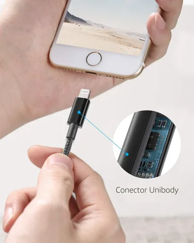 Vista 6 de Anker - Cable USB A a Lightning, certificado MFi (paquete de 1, 3.3 pies, negro)