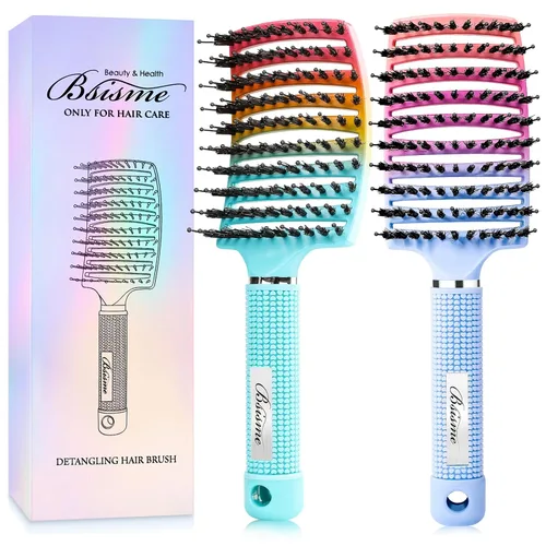 Vista 8 de Bsisme Juego de cepillos para el cabello, cepillo desenredante de Azul y morado.