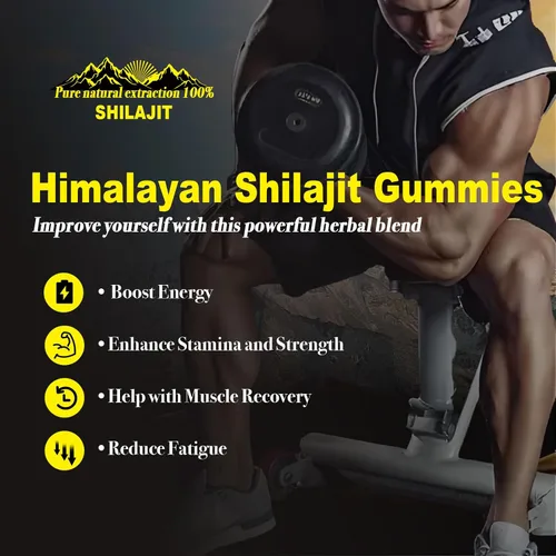 Vista 7 de Gomitas Shilajit, gomitas puras de Shilaljit del Himalaya, sin azúcar añadida, sin OMG, orgánicas naturales, Ashwagandha, Gokshura Ácido fúlvico