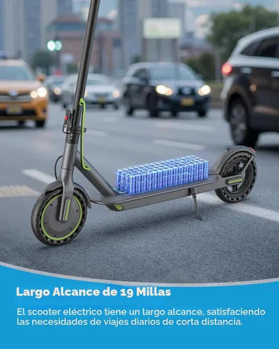 Vista 3 de Electric Scooter- 8.5"/10''Solid Tires, 350W/500W Motor, Up to 19/22MPH& 12/16/21/23Miles Long-Range Scooter with Double Braking System Verde07
