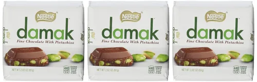 Vista 2 de Nestle Damak - Paquete de barra de chocolate con leche con pistacho de 2.82 oz, 3 unidades, Halal, fabricado en Turquía