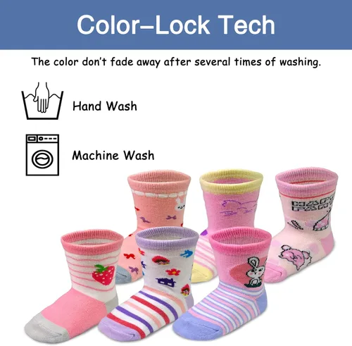 Vista 5 de 12 pares de calcetines antideslizantes antideslizantes para niños, calcetines de algodón para niños de 1-33-55-7 años de edad, niños y niñas
