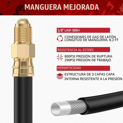 Vista 5 de Bestarc Argon - Regulador de gas con medidor de flujo de CO2 con manguera
