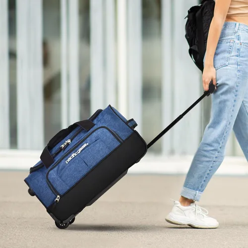 Vista 3 de Bolsa de lona con ruedas, equipaje, hockey, deportes, XL, rodillos, resistente 21 pulgadas