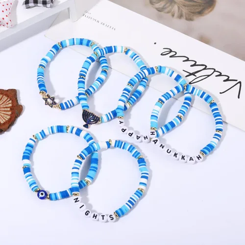 Vista 168 de Surfer Heishi - Pulseras apilables para mujer, apilables, de vinilo arcoíris, disco de arcilla, pulseras elásticas para la amistad, joyería bohemia