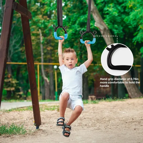 Vista 7 de EXQ Home Anillos de gimnasia para niños, anillos de dominadas para ejercicio de niños, anillo para gimnasia en interiores, anillos de gimnasia