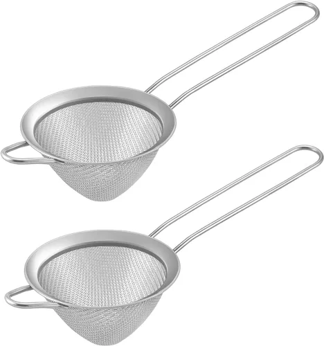 Vista 8 de TeamFar Colador de malla fina, colador de té de acero inoxidable de 3.3 pulgadas, colador de barra pequeña cónica de malla para cóctel, jugo