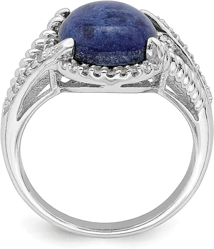 Vista 2 de 925 Sterling Silver Lapis Diamond Band Ring Gemstone Fine Jewelry For Women Gifts For Her