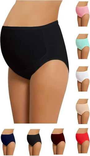Vista 4 de Bragas de maternidad de algodón para mujer, ropa interior ajustable de corte alto, paquete de 4