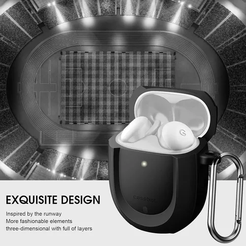 Vista 5 de CaseBot Funda para Pixel Buds Serie A 2021 y Pixel Buds 2 (2020), protección resistente [LED frontal visible] (negro)