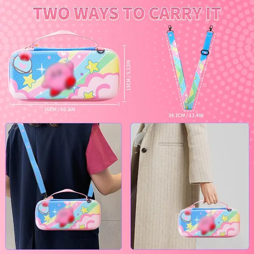 Vista 7 de Bonita funda de transporte compatible con Nintendo Switch, funda de viaje impermeable con funda protectora de interruptor para anime, protector