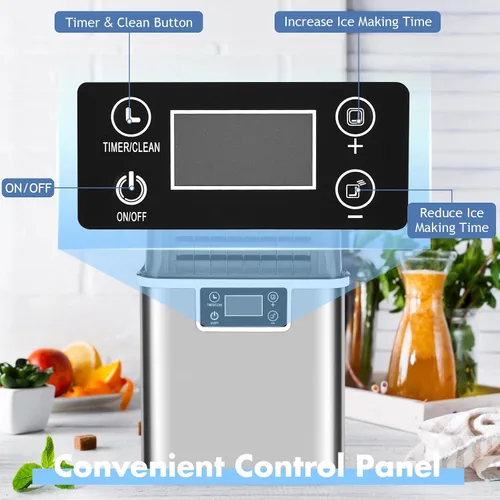 Vista 4 de ARLIME Máquina portátil para hacer hielo de encimera, 40 libras/24 horas, 24 piezas/13 minutos, 2 formas de añadir agua, máquina de hielo compacta