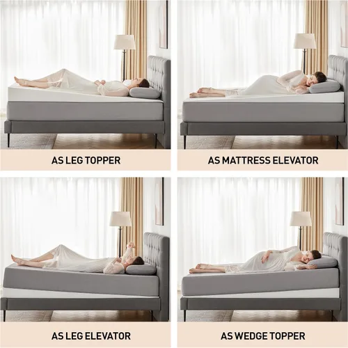 Vista 5 de Lazyzizi Cuña de Colchón Solamente, Cuña de Cama Inclinada Queen de 5 Pulgadas Cubrecolchón para Reflujo Ácido, GERD, Dolor de Cuello y Espalda