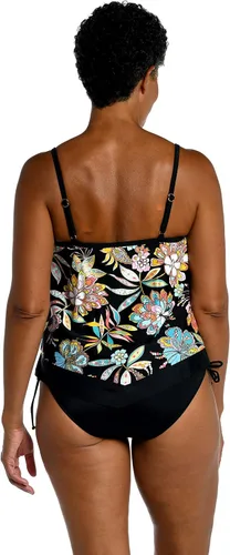 Vista 2 de Traje de baño tankini con cuello en V Azul marino blanco
