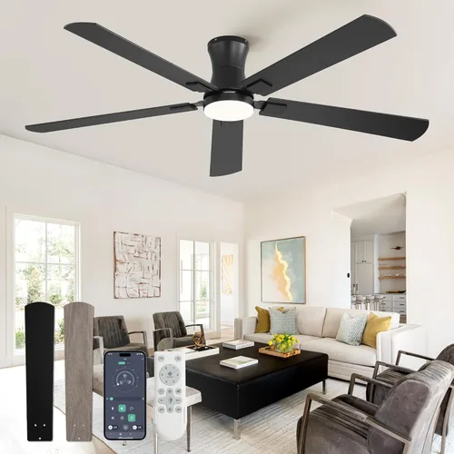 Vista 13 de Fanbulous Ventilador de techo de 42 pulgadas con luz, perfil bajo Negro
