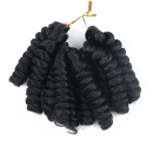 Vista 23 de Saniay - 3 paquetes de trenzas de ganchillo cortas trenzadas de ganchillo con espiral, rizos con espiral jamaicana, 20 mechones por paquete