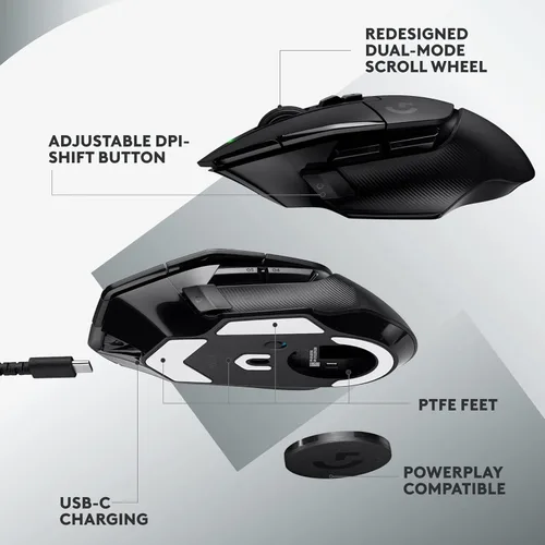 Vista 5 de Logitech Ratón inalámbrico para juegos G502 X Lightspeed - Interruptores óptico-mecánicos híbridos LIGHTFORCE, sensor de juego Hero 25K, compatible