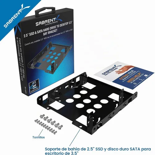 Vista 8 de SABRENT Kit de abrazadera de montaje para disco duro interno de 2.5 pulgadas a 3.5 pulgadas (BK-HDDH)