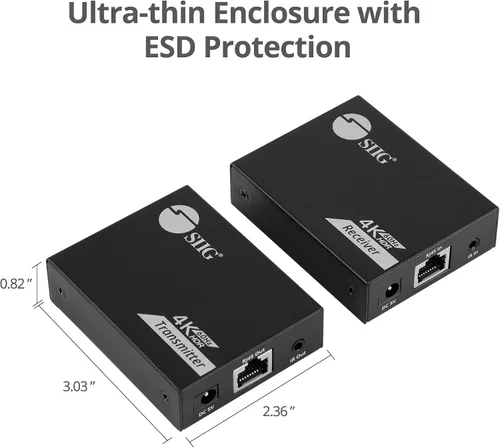 Vista 9 de SIIG Extensor HDMI 4K sobre Cat6, 164 pies, paso IR y salida de video, HDCP 2.2, audio de 5.1 canales, reducción de escala automática, protección