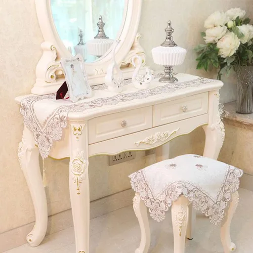 Vista 4 de LeLehome - Mantel de encaje bordado con flores color café