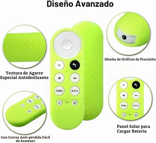 Vista 3 de Paquete de 2 fundas de silicona brillantes para Chromecast Google TV Remote Verde resplandor + azul brillante