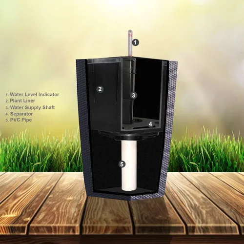 Vista 6 de XBrand Maceta cuadrada de ratán blanco de 30 pulgadas de alto para interiores y exteriores, maceta decorativa alta para jardinería, decoración